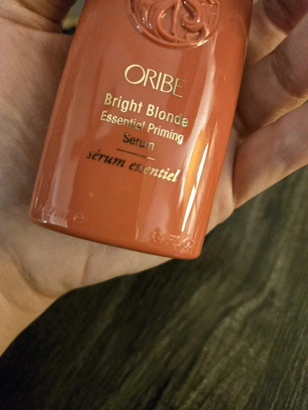 Oribe Bright Blonde Essential Priming Serum — Coral-Red Bottle
